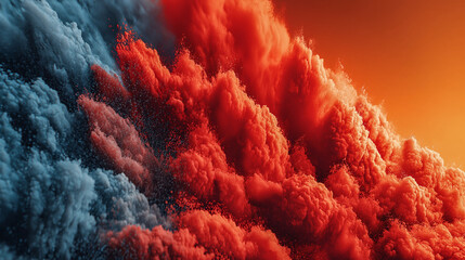Vibrant Red and Blue Powder Explosion Abstract