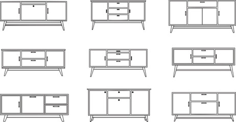 vector illustration of Sideboards credenzas