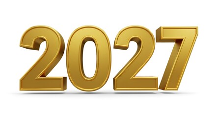 New Year 2027 golden 3D number illustration for holiday celebration
