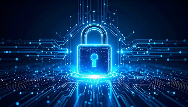 Digital Lock Symbol for Cybersecurity and Data Protection in Technology Networks.