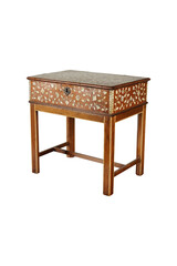 wooden table isolated on white  Handmade Moroccan Wooden Side Table