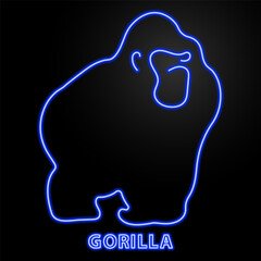 gorilla neon sign, modern glowing banner design, colorful modern design trends on black background. Vector illustration.