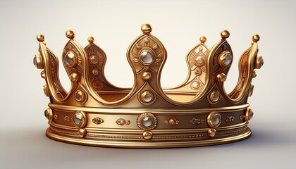 golden 3d king crown isolated on white background crown