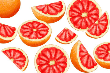 set red grapefruit on a transparent background.ai