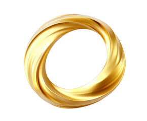A golden ring with a twisted, spiral design exudes modern elegance and luxury, isolated on transparent background