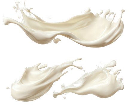 A dynamic milk splash creates an abstract and visually appealing design, perfect for showcasing the purity and smoothness of this dairy product isolated on transparent background
