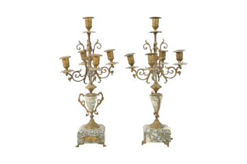 candlestick with candles  Large pair of 19th Century Neo-Gothic Candlesticks
