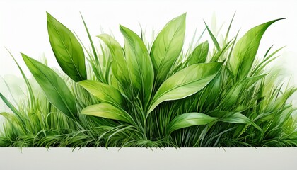 Fototapeta premium hi resolution image of fresh green grass isolated against a white background