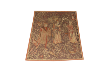 old book isolated on white  19th Century Flemish Style Needlepoint Tapestry