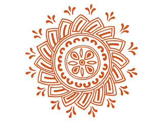 Rangoli, kolam,alpona, mandana for diwali, onam, indian wedding Traditional Indian folk art design with isolate background