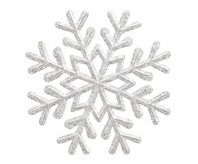 A glistening silver snowflake, isolated on transparent background, captures the serene beauty of winter and the festive charm of the christmas season