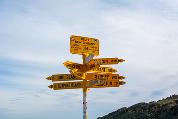 Directional Signpost in Bluff New Zealand