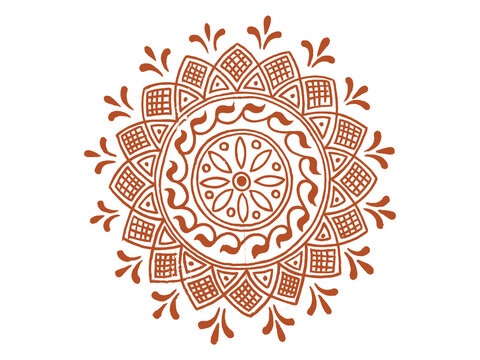 Rangoli, kolam,alpona, mandana for diwali, onam, indian wedding Traditional Indian folk art design with isolate background