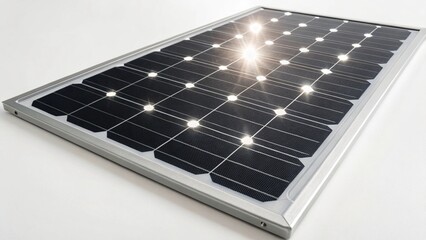 A shiny solar panel is isolated on white background, ready to convert sunlight to electricity