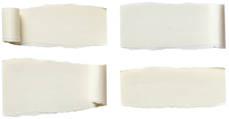 Torn white paper tape strips on transparent background  