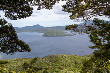 Tranquil Lake Surrounded by Lush Forests and Mountains