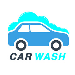 simple Car Wash Logo Design Vector Template vector symbol, car with soap foam 