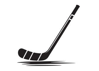 hockey stick logo silhouette and puck vector, hockey stick logo icon silhouette, ice hockey player silhouette vector illustration, hockey stick and puck logo silhouettes vector on a white background