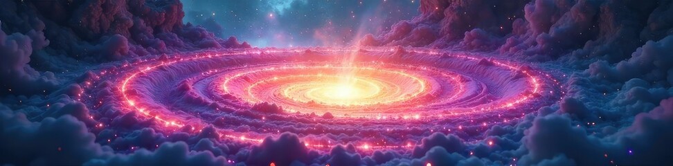 A swirling vortex of ethereal light and mystical energy, imbued with otherworldly charm and ancient power, creates a captivating scene of magical wonder , spiritual, stars, otherworldly