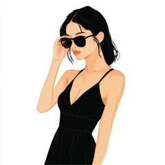 Obraz premium a girl in halter neck dress adjusting sunglasses