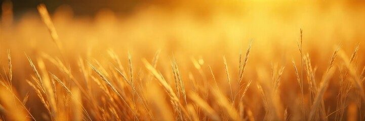 Close-up of sun-baked, dry grass blades shimmering with heat haze in a summer meadow The vibrant yellow-brown hues suggest intense sunlight and arid conditions , baked, botany, environment