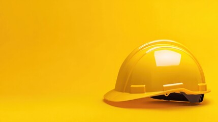 Fototapeta premium Bright Yellow Safety Helmet on Vibrant Yellow Background