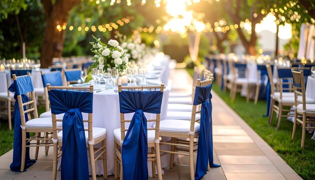 Outdoor wedding reception setting