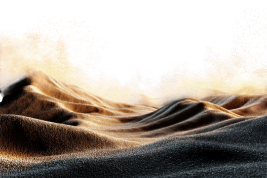 Abstract Digital Golden Sand Hills Landscape on Transparent Background 