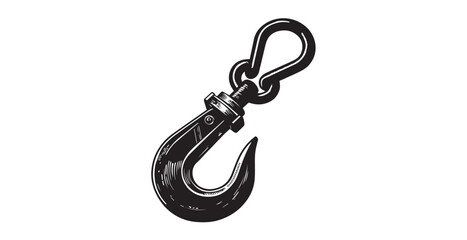 Heavy duty metal tow hook with chain link attachment silhouette