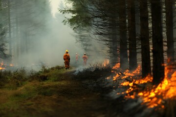 A controlled burn line in the woods showing fire safety and prevention methods.