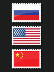 National Design Featuring USA, China and Russia Identity