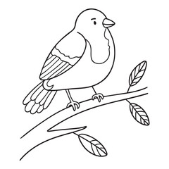 Obraz premium A single bird observing the valley from its perch on a branch