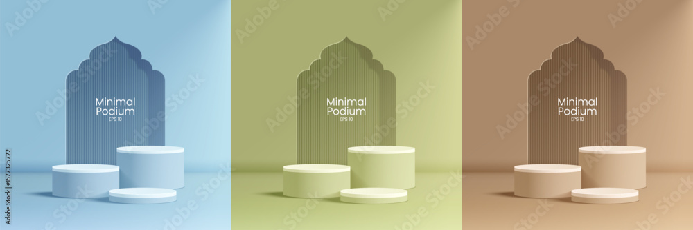 Wall mural abstract minimal scene. minimal podium with soft material base. soft podium stages and product showc