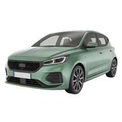 Fototapeta premium Mint green car isolated on transparent white background 