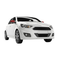 White car isolated on transparent white background 