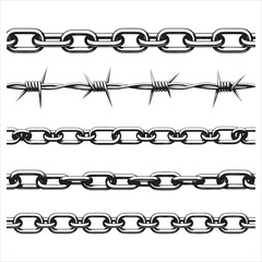 Heavy Metal Chain Line Vector Design Set