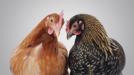 Fototapeta premium Intimate chicken portrait showcasing unique plumage in close proximity