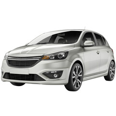 White car isolated on transparent white background 