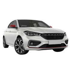 White car isolated on transparent white background 