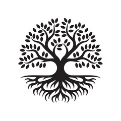 Obraz premium Tree Silhouette with Detailed Branches and Roots — Ideal for Decorative Art, Logos, and Symbolic Designs