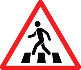 zebra crossing sign flat icon