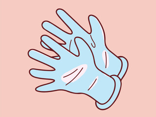Charming pair of light blue gloves, a hand drawing of protection and warmth.