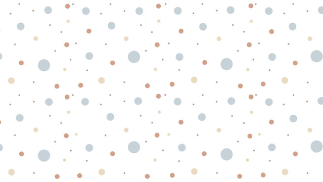 Fototapeta Seamless vector pattern with scattered pastel dots in blue, beige, and terracotta on white. Gentle, modern design for various creative projects