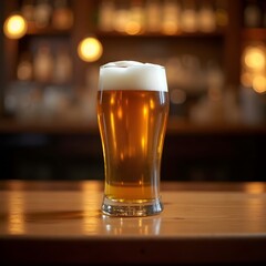 Glass of beer on the table