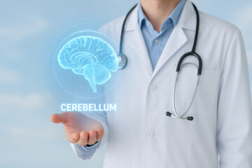 Doctor Holding Cerebellum Illustration