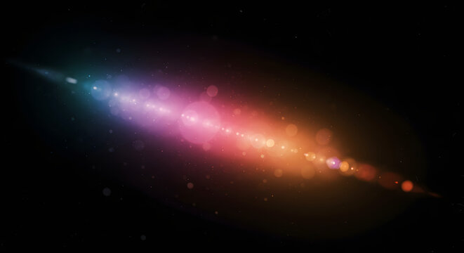 Celestial Prism: A captivating celestial display of color bursts forth from a core of brilliant light, igniting the senses with vibrant hues and ethereal bokeh against a deep, starless expanse.