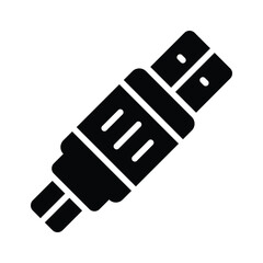 Trendy glyph style icon showing usb wire