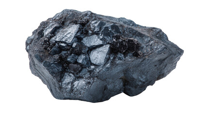 Obraz premium Graphite gray carbon mineral lump background isolated on a Transparent background, PNG file.
