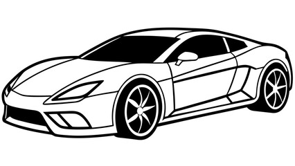 Modern Sports Car Vector &ndash; Sleek Supercar Silhouette Line Art