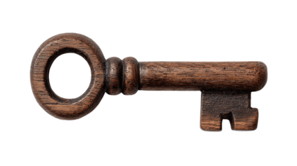 Handcrafted wooden key holder background isolated on a Transparent background, PNG file.